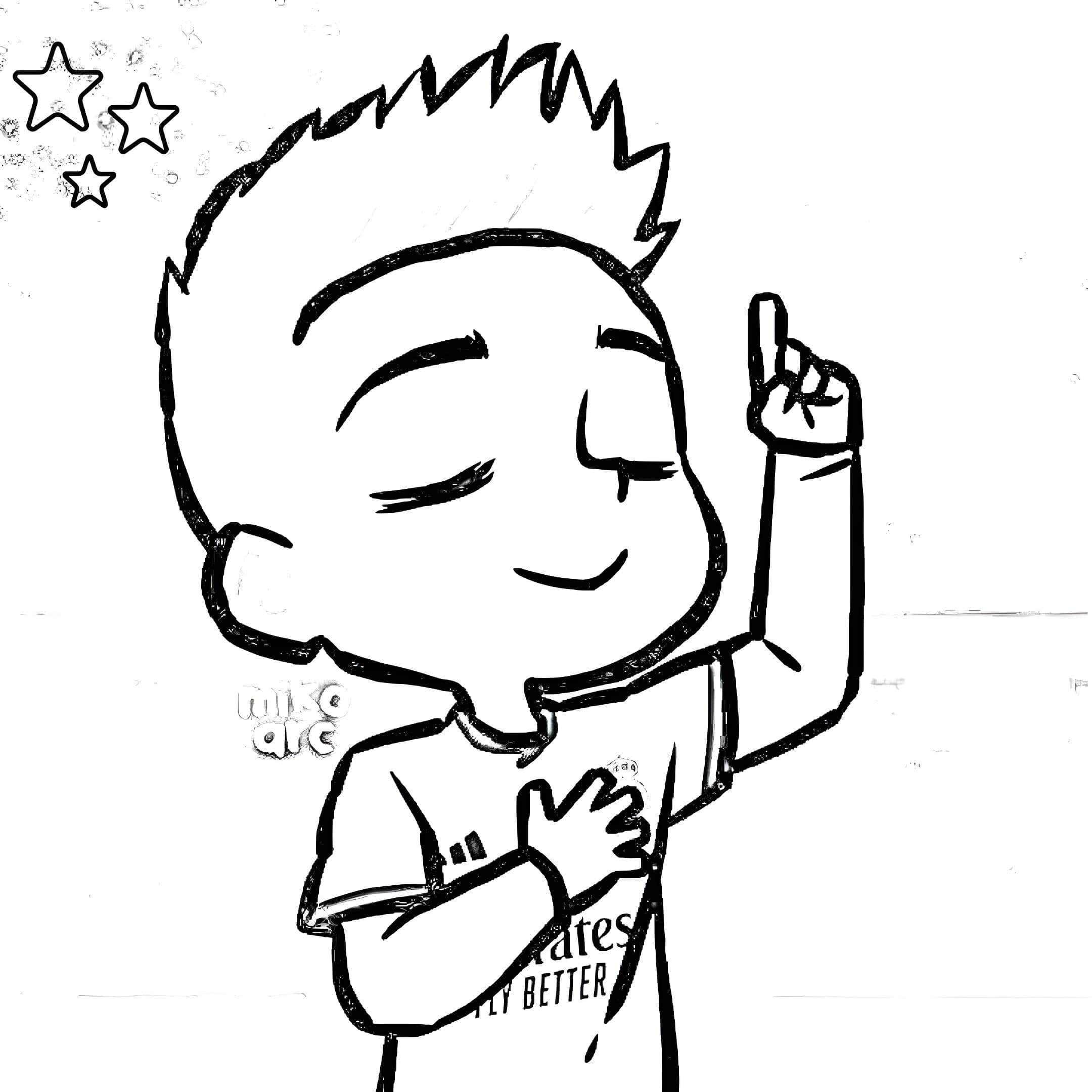 Desenho de Arda Güler Apontando Para O Céu Para Colorir para colorir