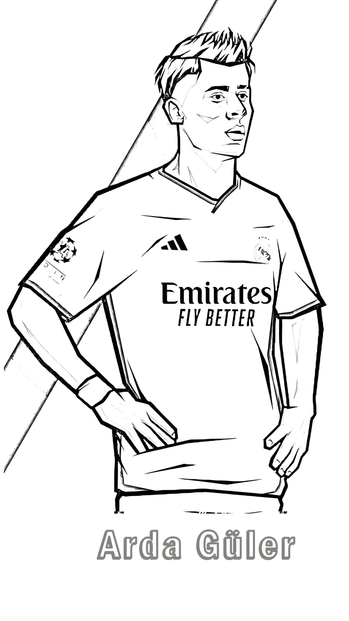 Desenho de Arda Güler No Real Madrid Para Colorir para colorir