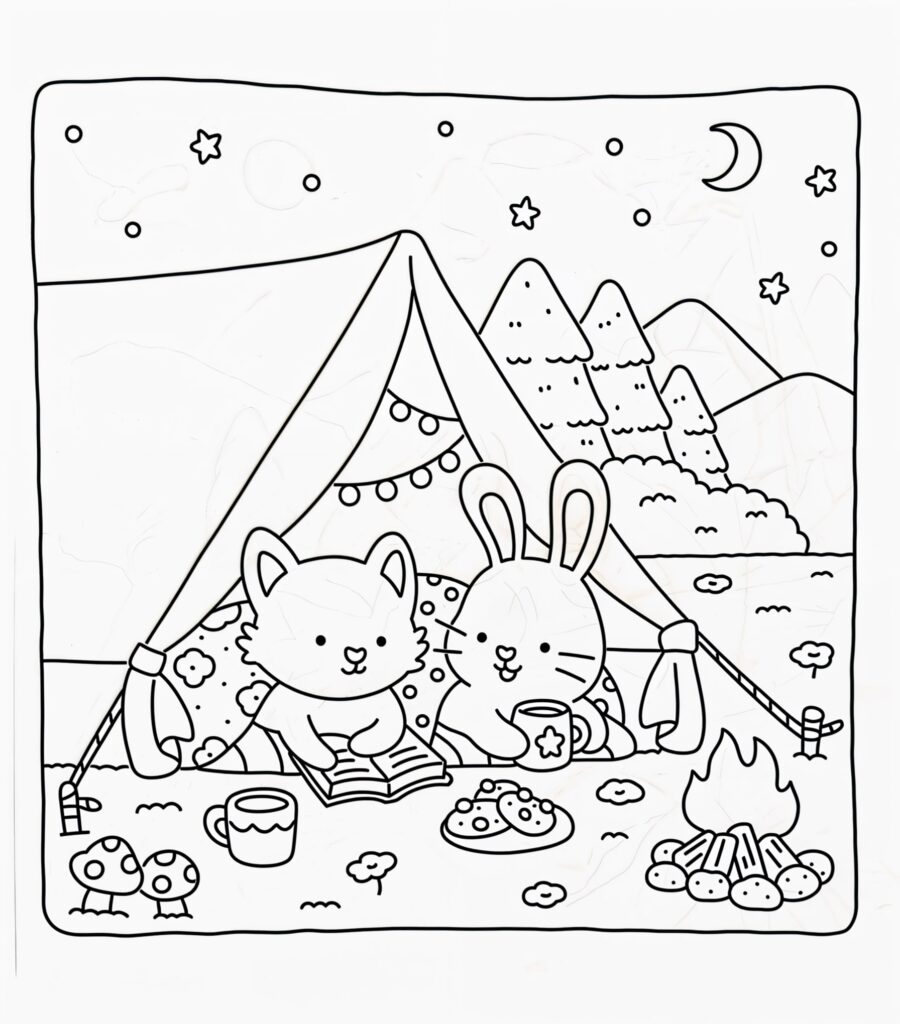 Desenho de Desenho de Bobbie Goods camping sob as estrelas para colorir para colorir e imprimir Desenho de Desenho de Bobbie Goods camping sob as estrelas para colorir para colorir