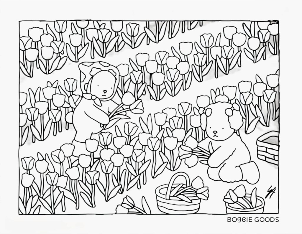 Desenho de Desenho de Bobbie Goods colhendo tulipas para colorir e imprimir para colorir e imprimir Desenho de Desenho de Bobbie Goods colhendo tulipas para colorir e imprimir para colorir
