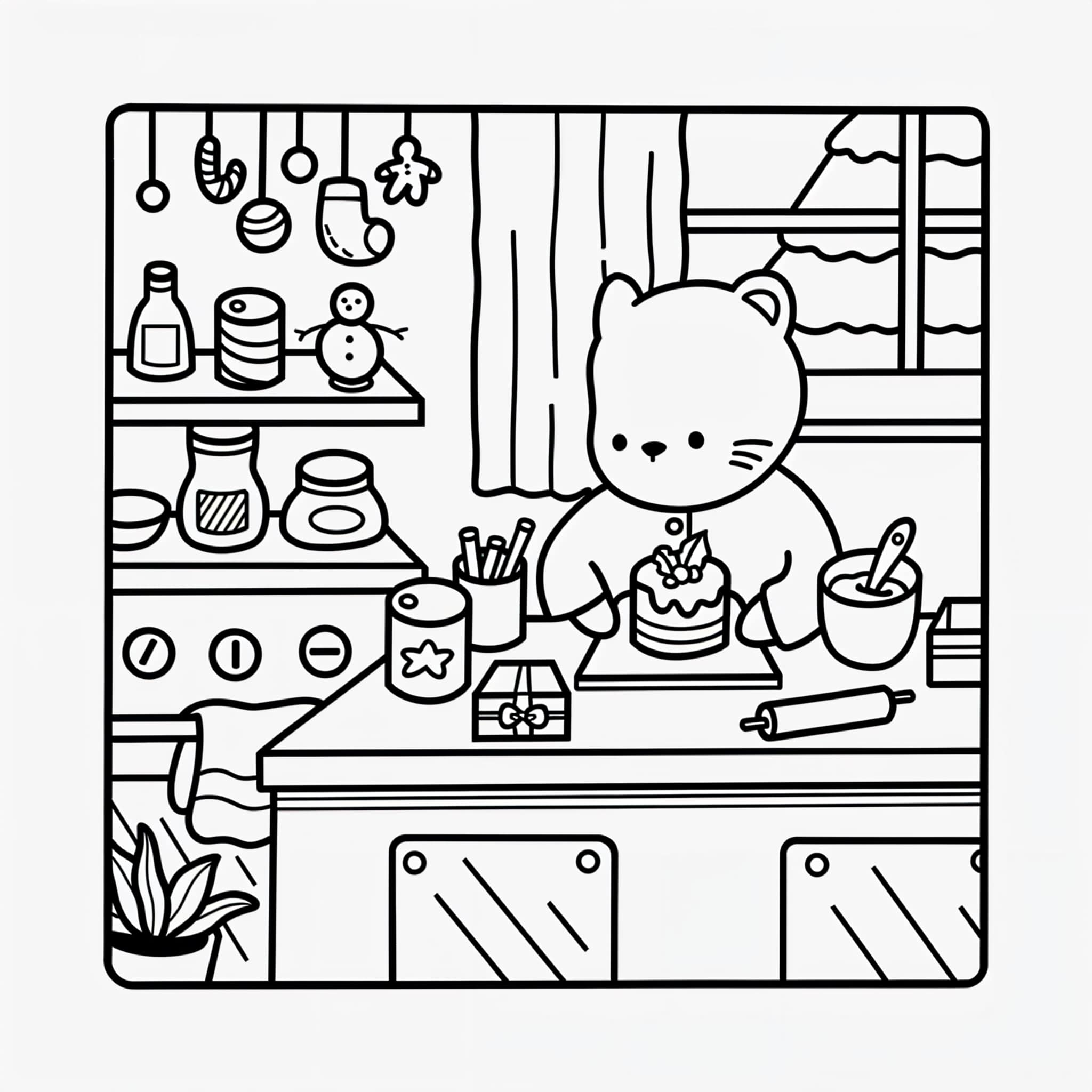 Desenho de Desenho de Bobbie Goods cozinhando bolo na cozinha para colorir para colorir