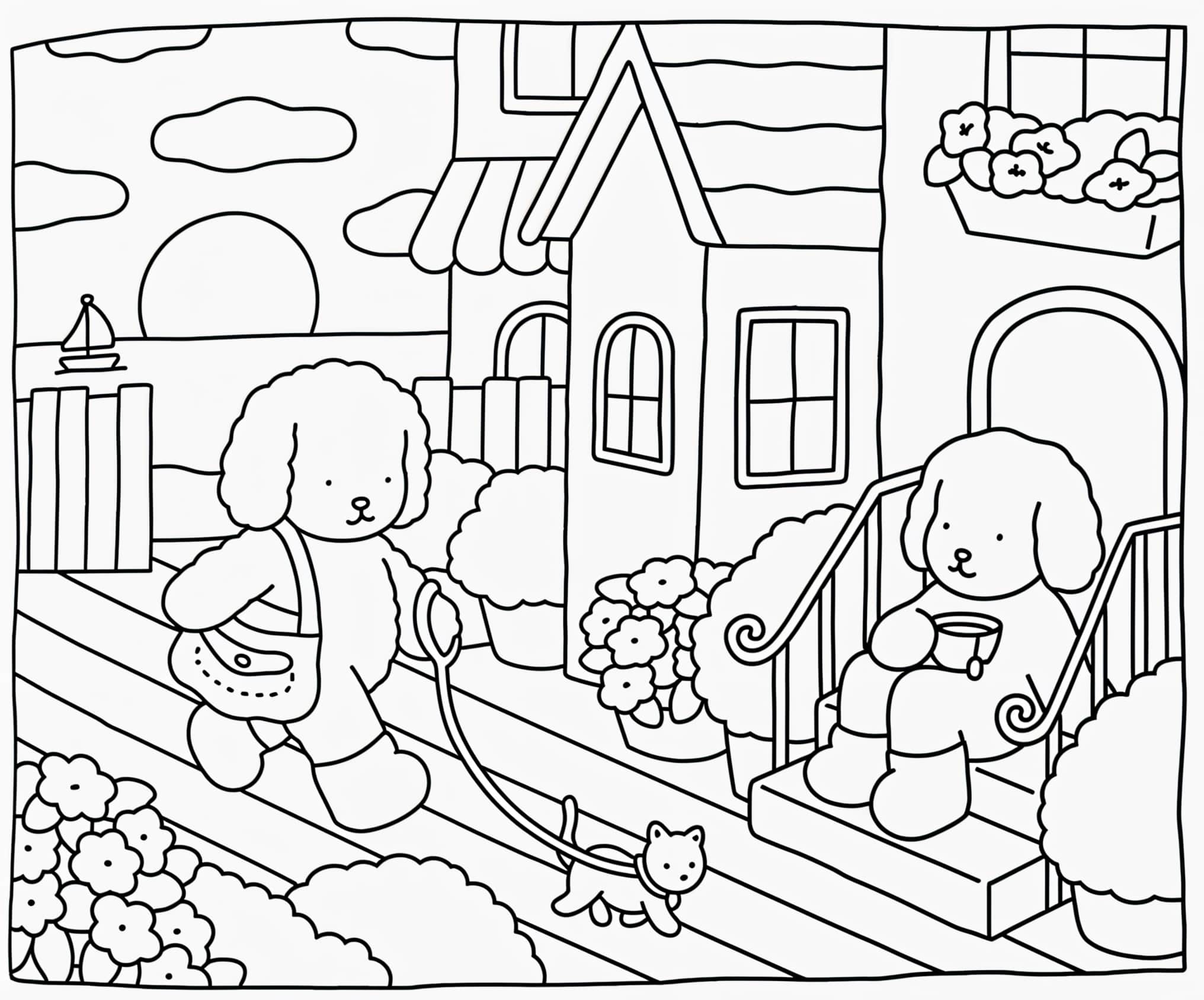Desenho de Desenho de Bobbie Goods passeando com gatinho para colorir e imprimir para colorir