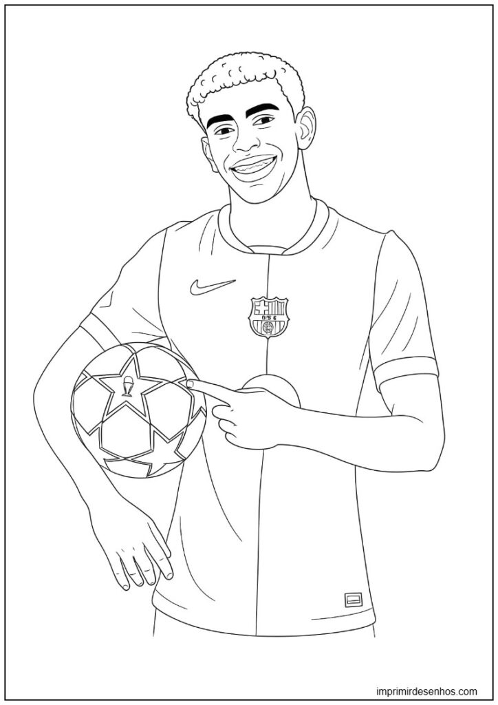 Desenho de Desenho de Lamine Yamal com bola para colorir para colorir