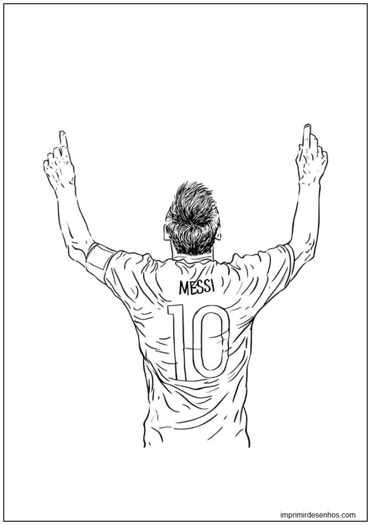 Desenho de Desenho de Lionel Messi apontando para o céu para colorir para colorir e imprimir Desenho de Desenho de Lionel Messi apontando para o céu para colorir para colorir