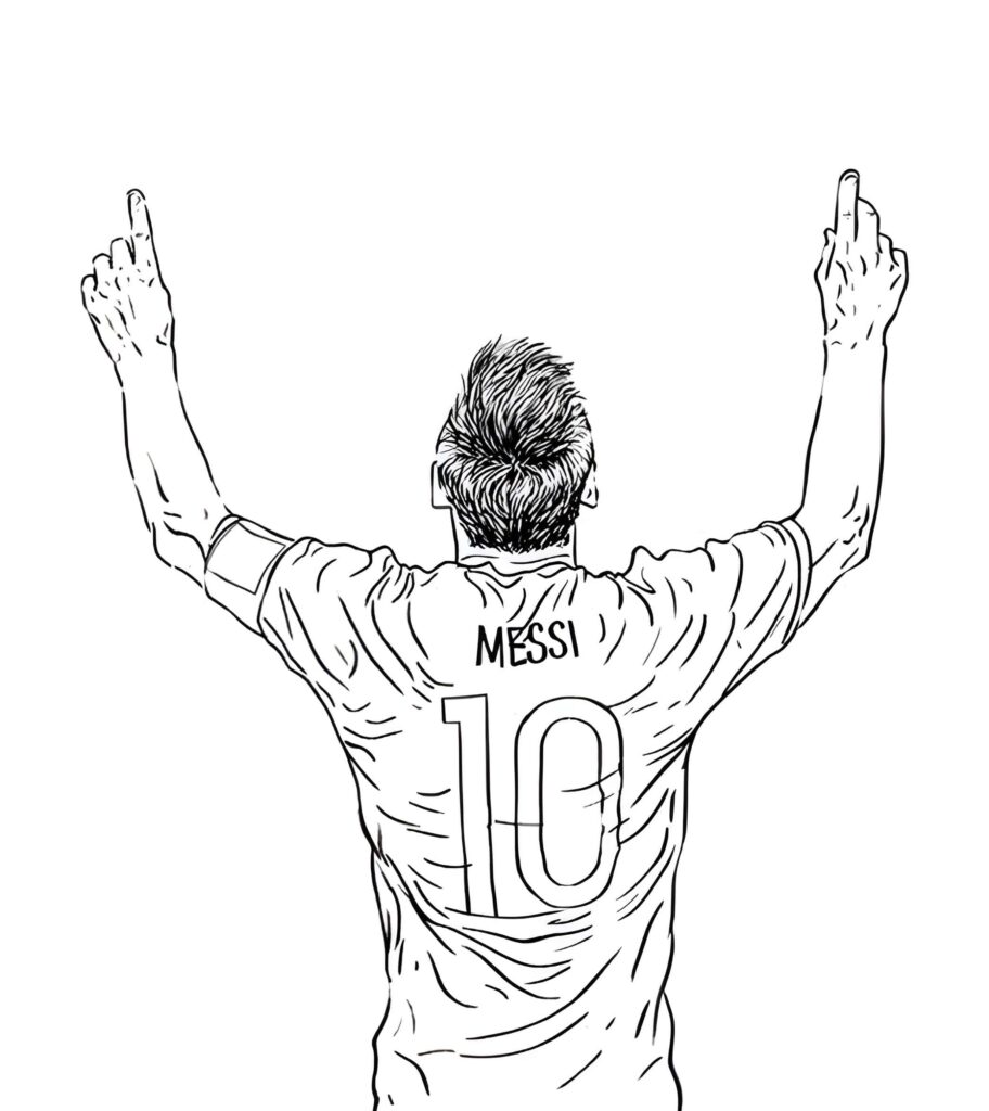 Desenho de Desenho De Lionel Messi Apontando Para O Céu Para Colorir para colorir e imprimir Desenho de Desenho De Lionel Messi Apontando Para O Céu Para Colorir para colorir