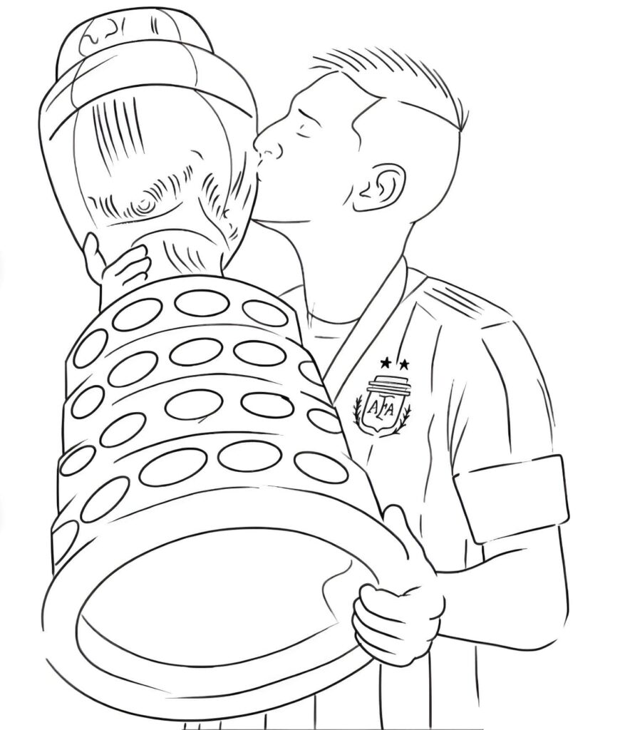 Desenho de Desenho De Lionel Messi Com A Copa América Para Colorir para colorir e imprimir Desenho de Desenho De Lionel Messi Com A Copa América Para Colorir para colorir
