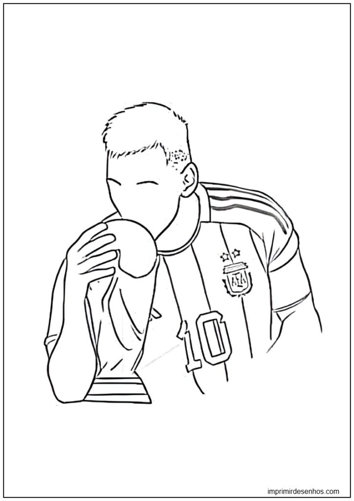 Desenho de Desenho de Lionel Messi com a Copa do Mundo para imprimir para colorir e imprimir Desenho de Desenho de Lionel Messi com a Copa do Mundo para imprimir para colorir
