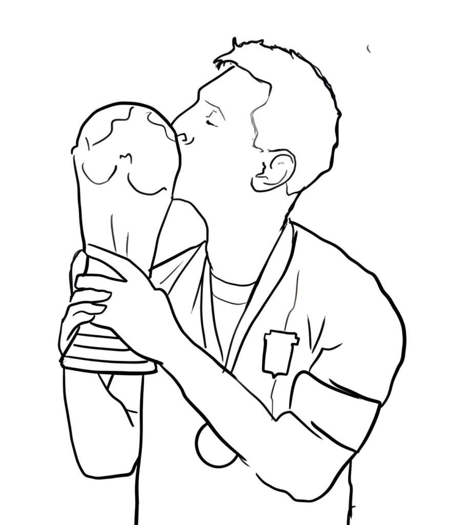Desenho de Desenho De Lionel Messi Com A Taça Do Mundo Para Colorir para colorir e imprimir Desenho de Desenho De Lionel Messi Com A Taça Do Mundo Para Colorir para colorir