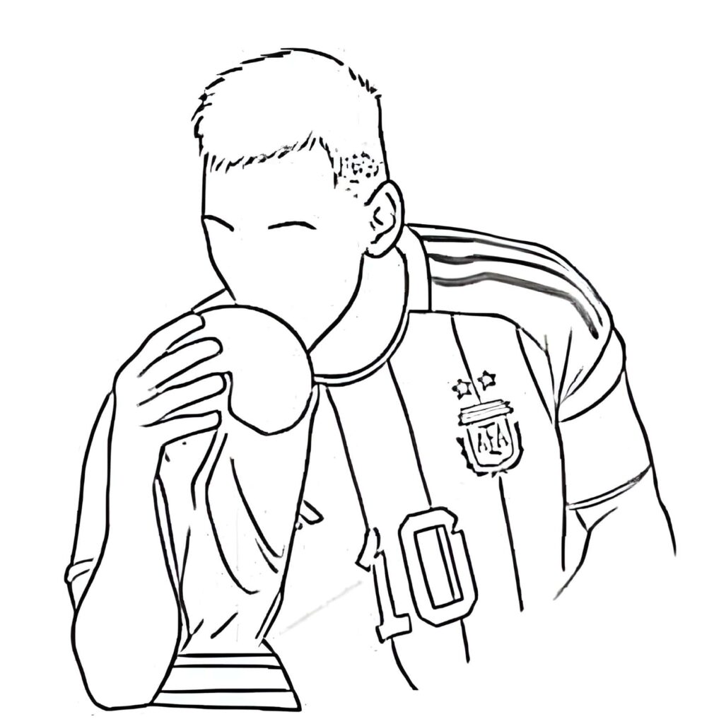 Desenho de Desenho De Lionel Messi Com A Taça Do Mundo Para Imprimir para colorir e imprimir Desenho de Desenho De Lionel Messi Com A Taça Do Mundo Para Imprimir para colorir
