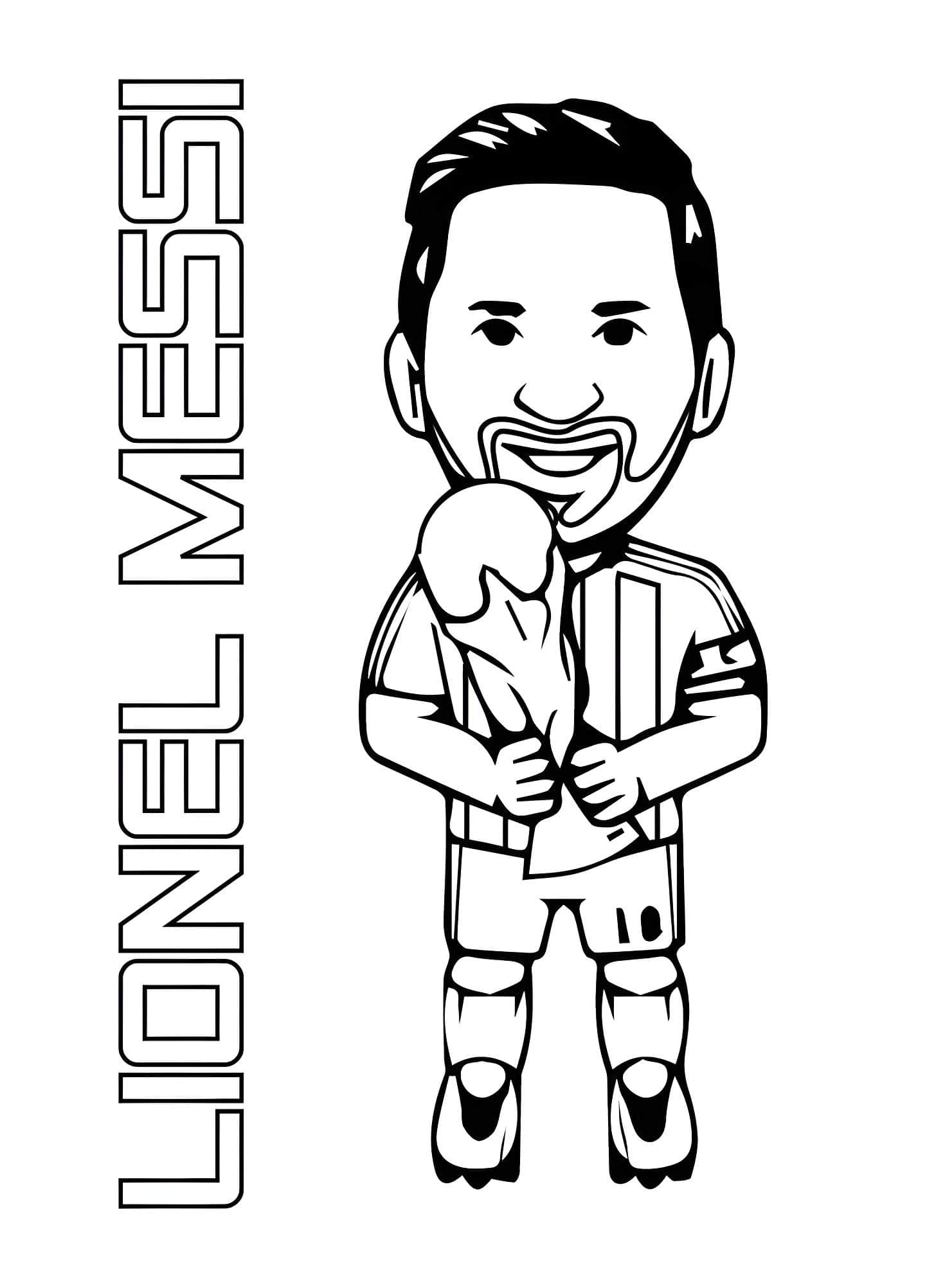 Desenho de Desenho De Lionel Messi Com Letras Para Colorir para colorir