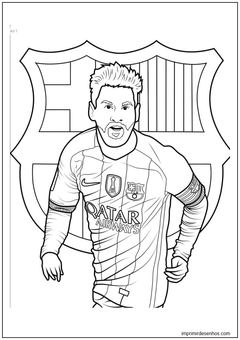 Desenho de Lionel Messi no Barcelona para colorir