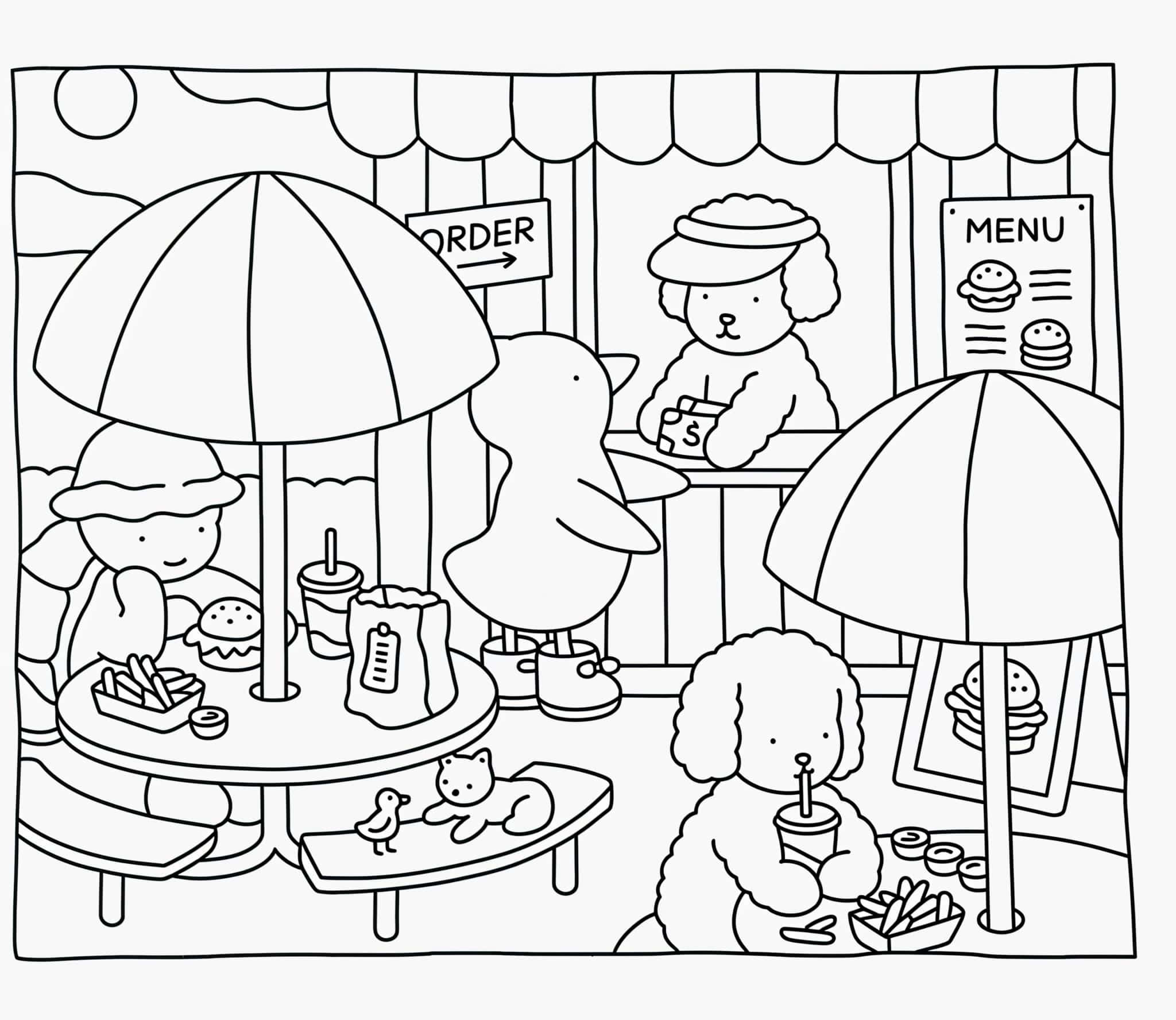 Desenho de Imagem de Bobbie Goods lanchonete com amigos para colorir para colorir
