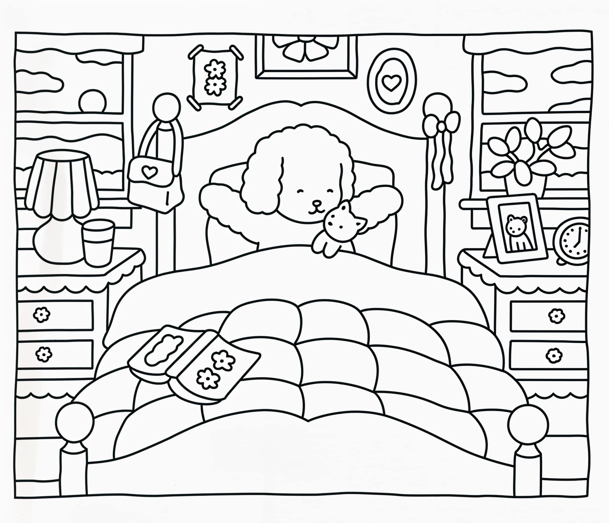 Desenho de Imagem de Bobbie Goods na cama com pelucia para colorir e imprimir para colorir