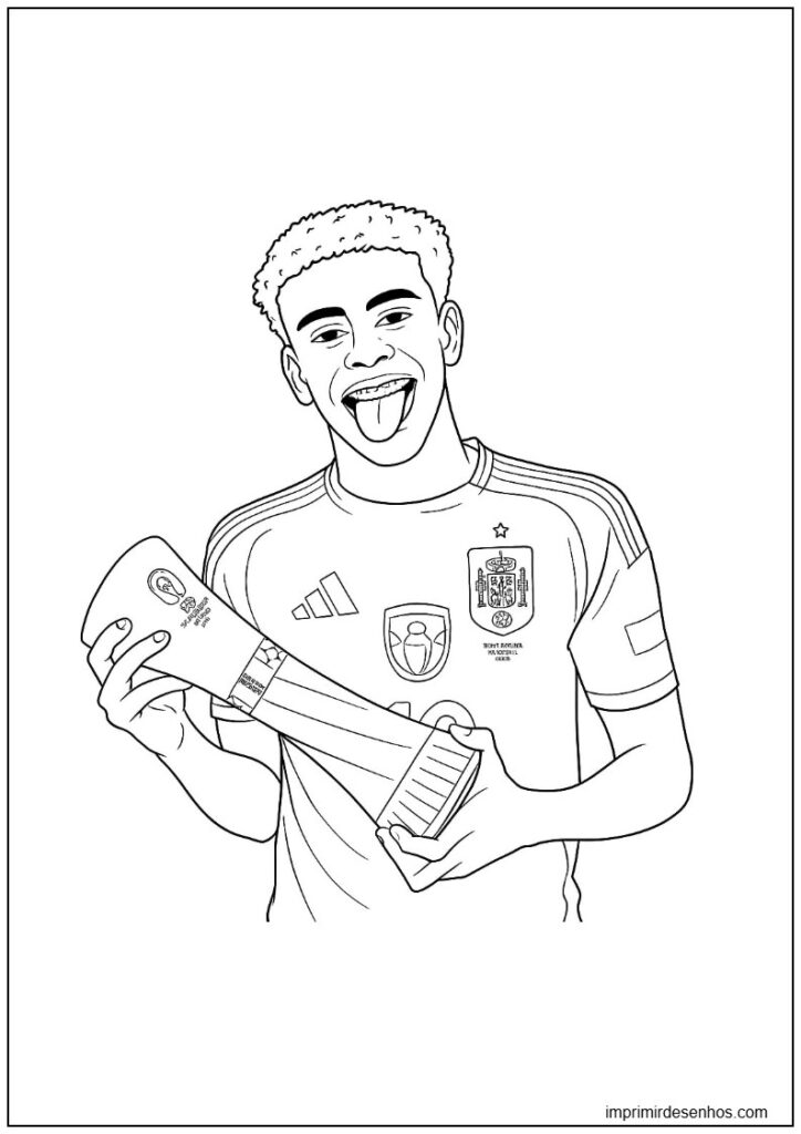 Desenho de Lamine Yamal com Espanha na Eurocopa para colorir para colorir
