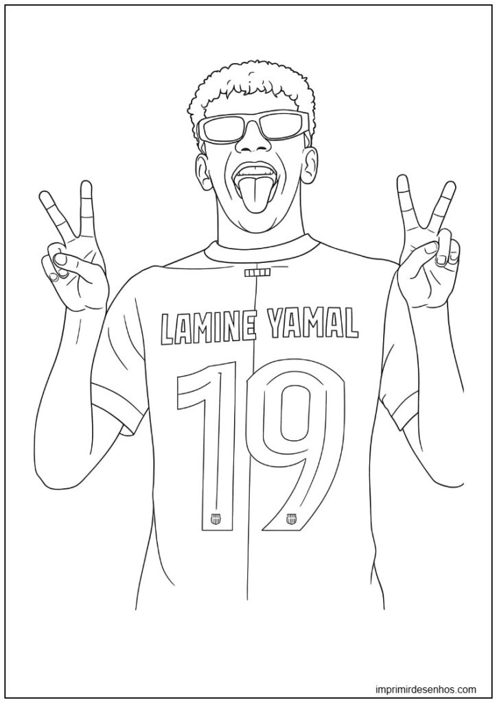 Desenho de Lamine Yamal com óculos para colorir para colorir