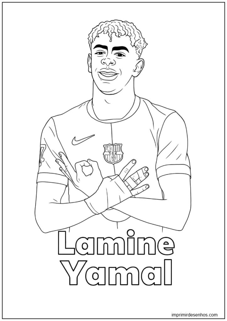 Desenho de Lamine Yamal no Barça para colorir para colorir