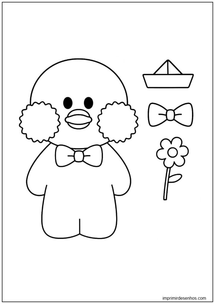 Desenho de Paper Duck com laço para colorir para colorir