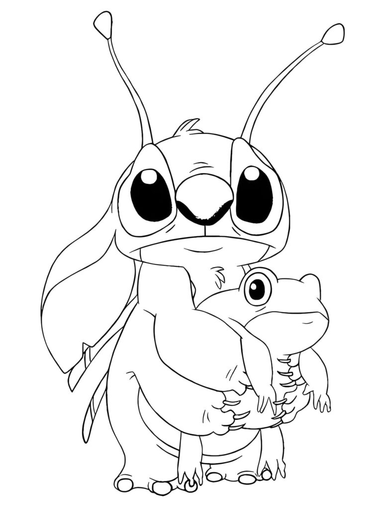 Desenho de Desenho Da Angel De Lilo E Stitch Com Sapo Para Colorir para colorir e imprimir Desenho de Desenho Da Angel De Lilo E Stitch Com Sapo Para Colorir para colorir