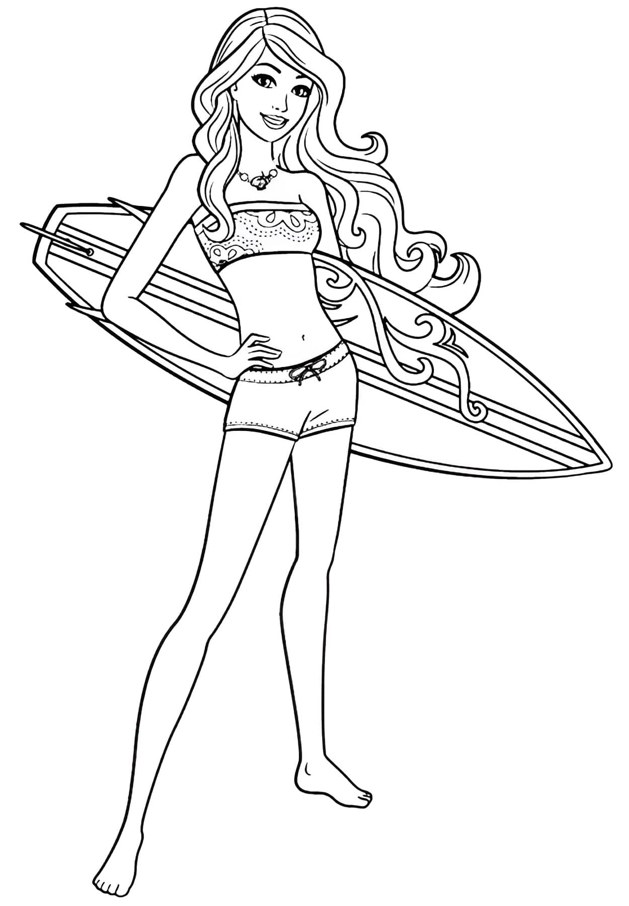 Desenho de Desenho Da Barbie Surfista Para Colorir para colorir