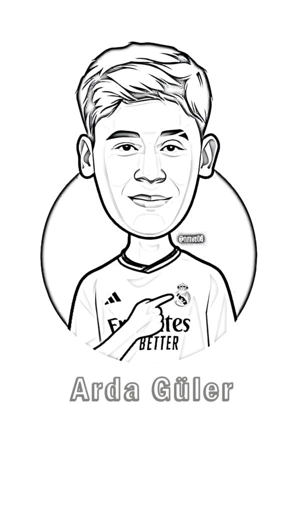Desenho de Desenho De Arda Güler No Real Madrid para colorir e imprimir Desenho de Desenho De Arda Güler No Real Madrid para colorir