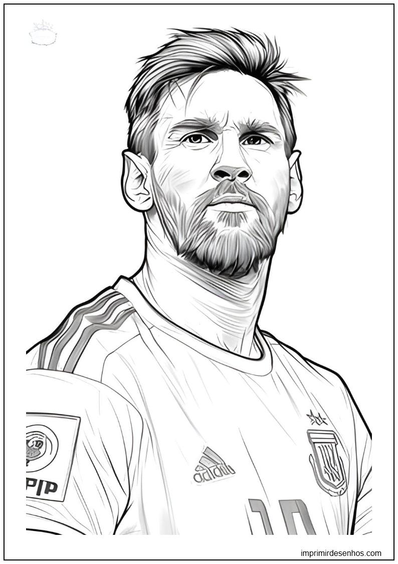Desenho de desenho de Lionel Messi na Argentina para colorir para colorir
