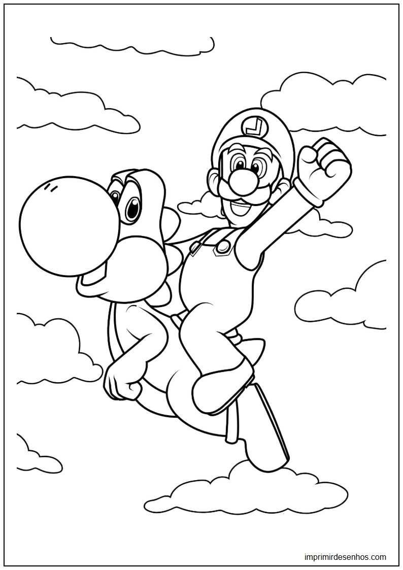 desenho de Luigi e Yoshi para colorir