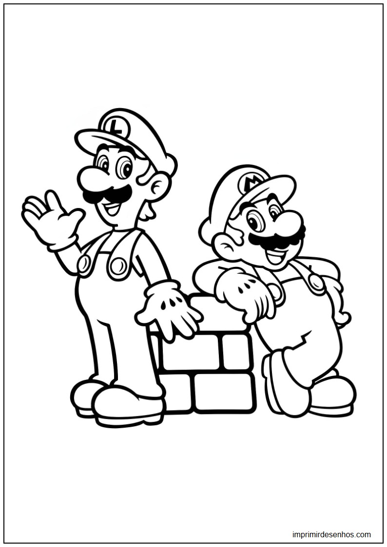 desenho de Mario e Luigi para colorir
