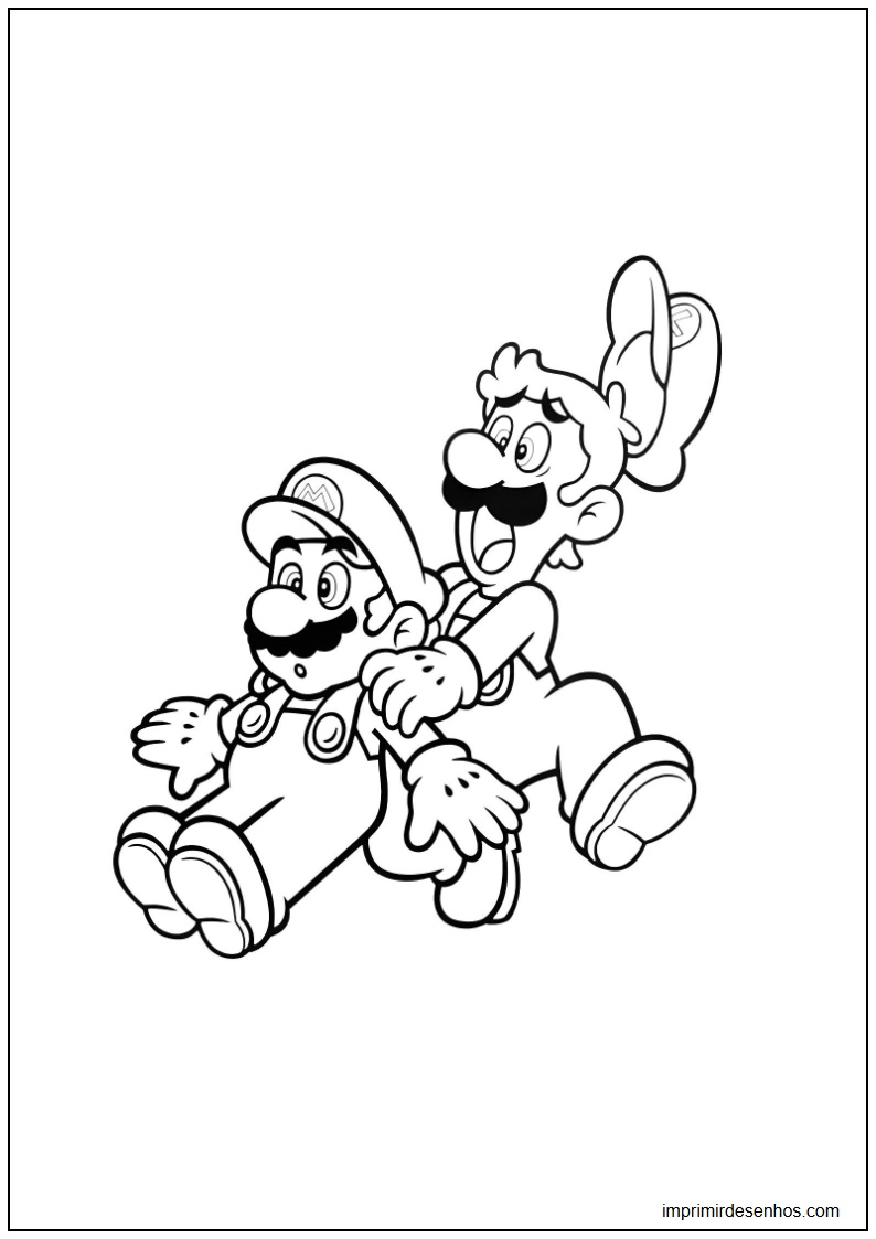 desenho de Mario e Luigi para imprimir