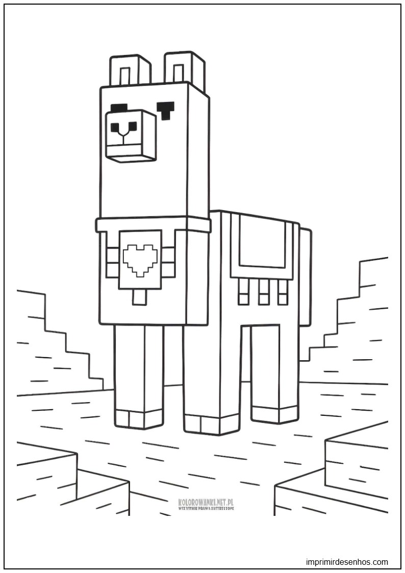 desenho de Minecraft lhama para imprimir
