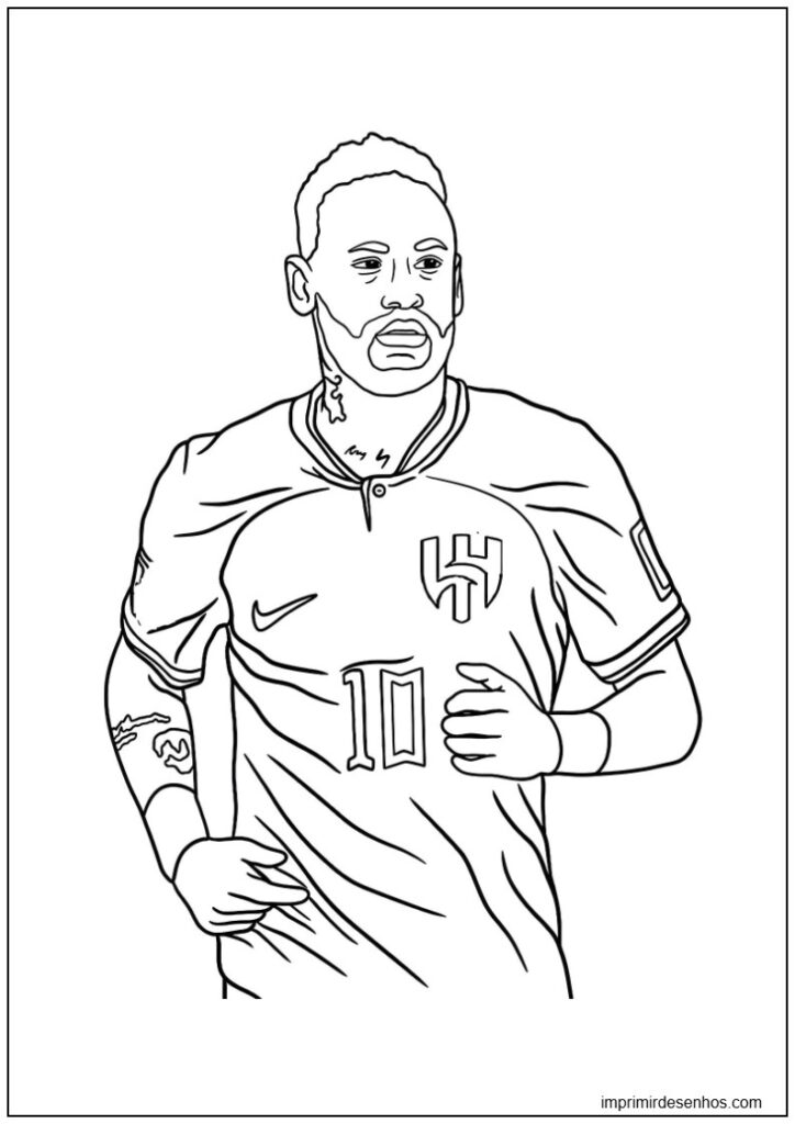 Desenho relacionado de desenho de Neymar Jr com camisa da Seleção para colorir