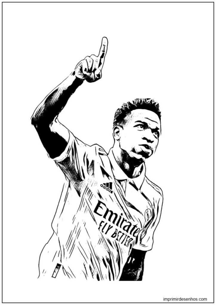 Desenho de desenho do Vini Jr celebrando para colorir para colorir