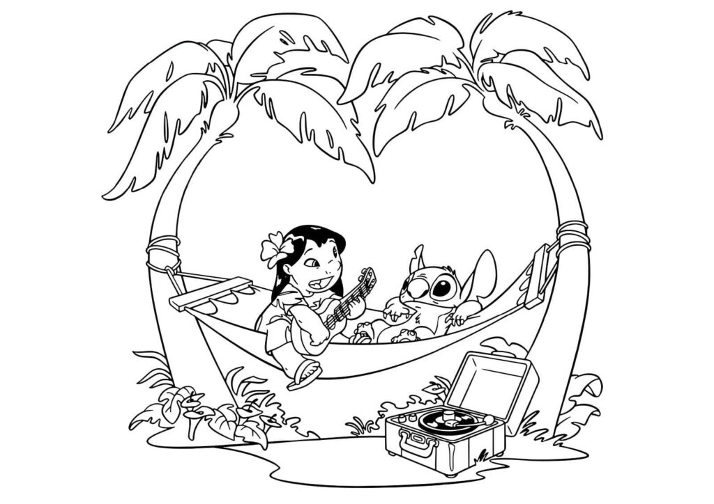 Desenho de Desenho Do Lilo E Stitch Com Violao Para Imprimir para colorir e imprimir Desenho de Desenho Do Lilo E Stitch Com Violao Para Imprimir para colorir