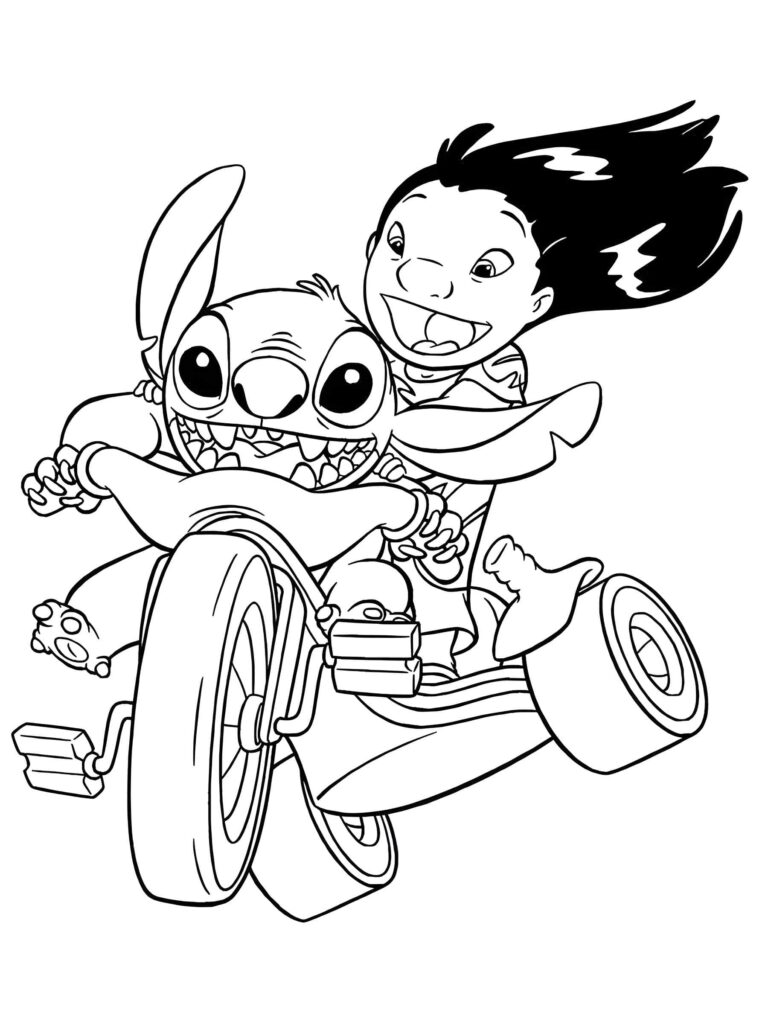 Desenho de Desenho Do Lilo E Stitch Na Bicicleta Para Imprimir para colorir e imprimir Desenho de Desenho Do Lilo E Stitch Na Bicicleta Para Imprimir para colorir