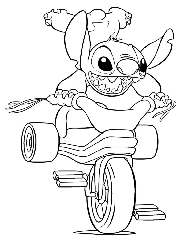Desenho de Desenho Do Stitch Andando De Bicicleta Para Colorir para colorir e imprimir Desenho de Desenho Do Stitch Andando De Bicicleta Para Colorir para colorir