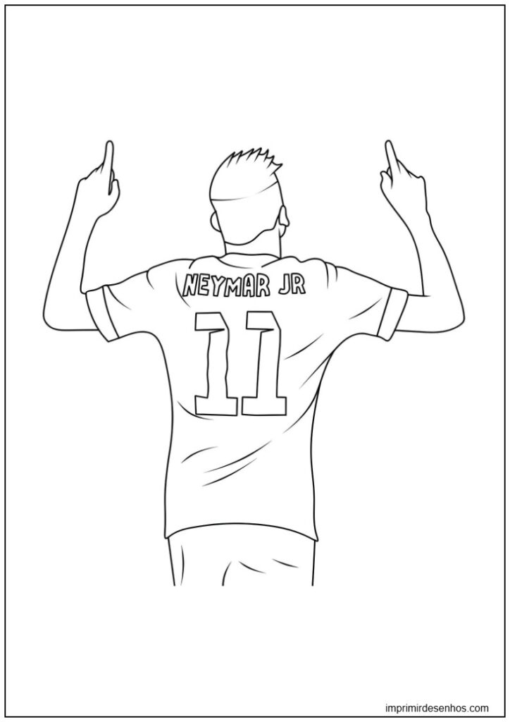 Desenho relacionado de imagem das costas de Neymar Jr com o número 11 para imprimir