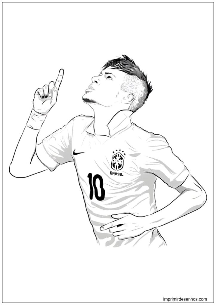 Desenho de imagem de Neymar Jr comemorando gol apontando para o céu para colorir para colorir e imprimir Desenho de imagem de Neymar Jr comemorando gol apontando para o céu para colorir para colorir