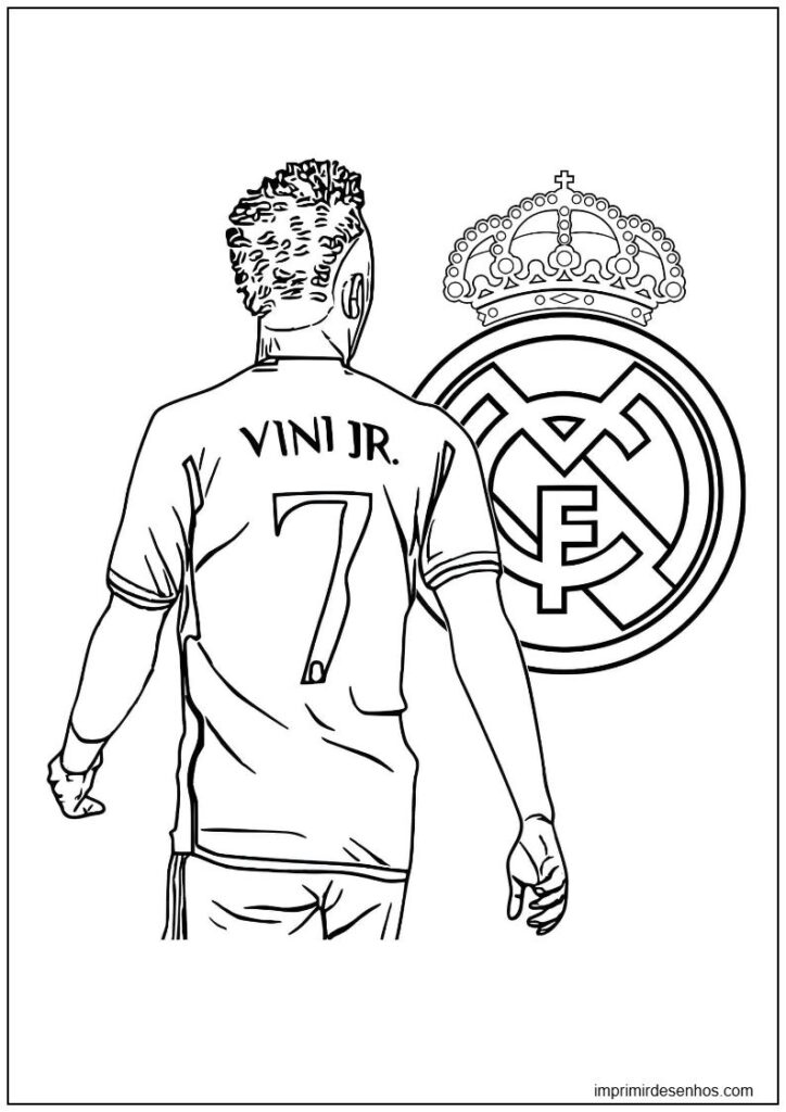 Desenho de imagem do Vini Jr 7 Real Madrid para imprimir para colorir