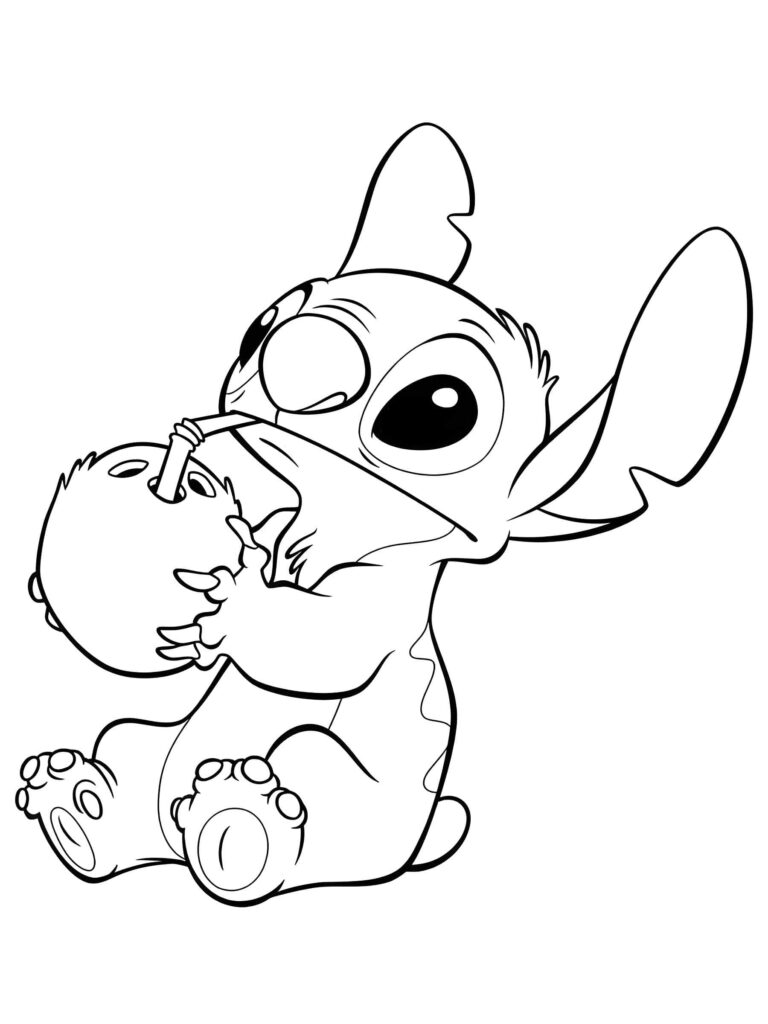 Desenho relacionado de Imagem Do Stitch Bebendo Agua De Coco Para Imprimir
