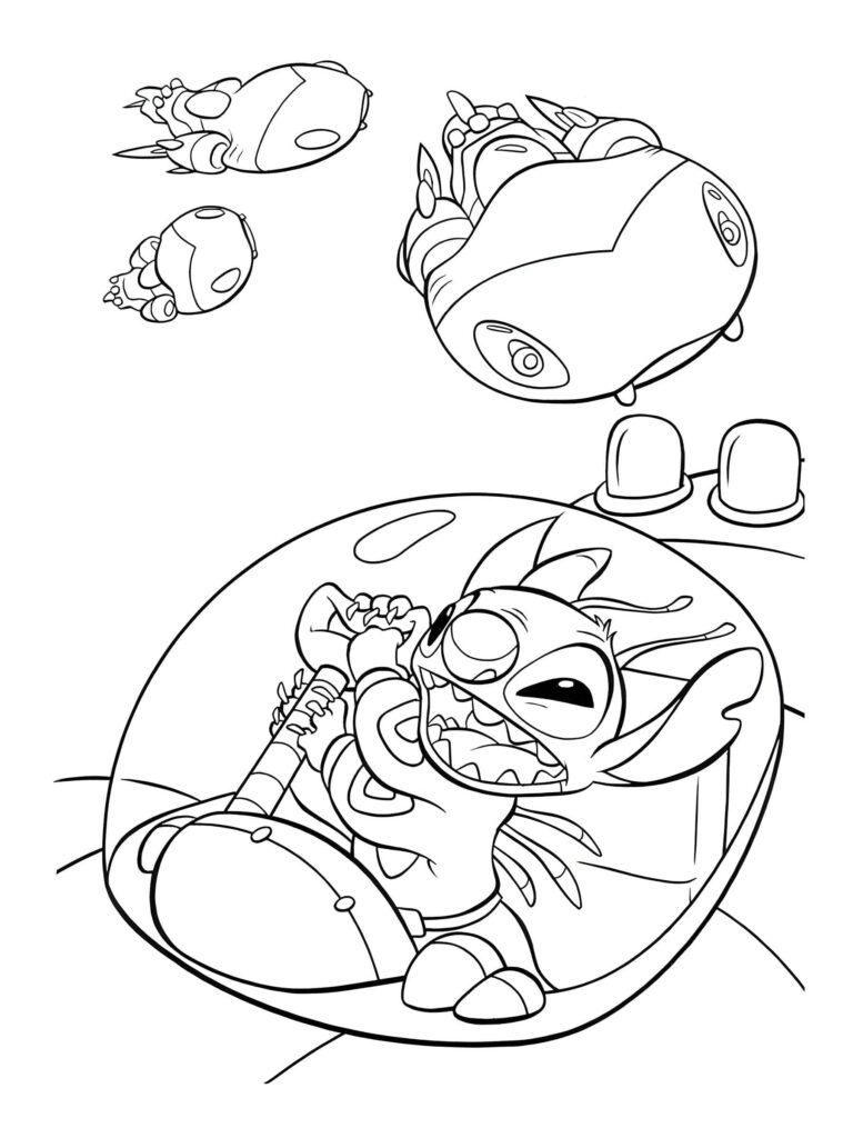 Desenho de Imagem Do Stitch Dirigindo Para Colorir para colorir e imprimir Desenho de Imagem Do Stitch Dirigindo Para Colorir para colorir