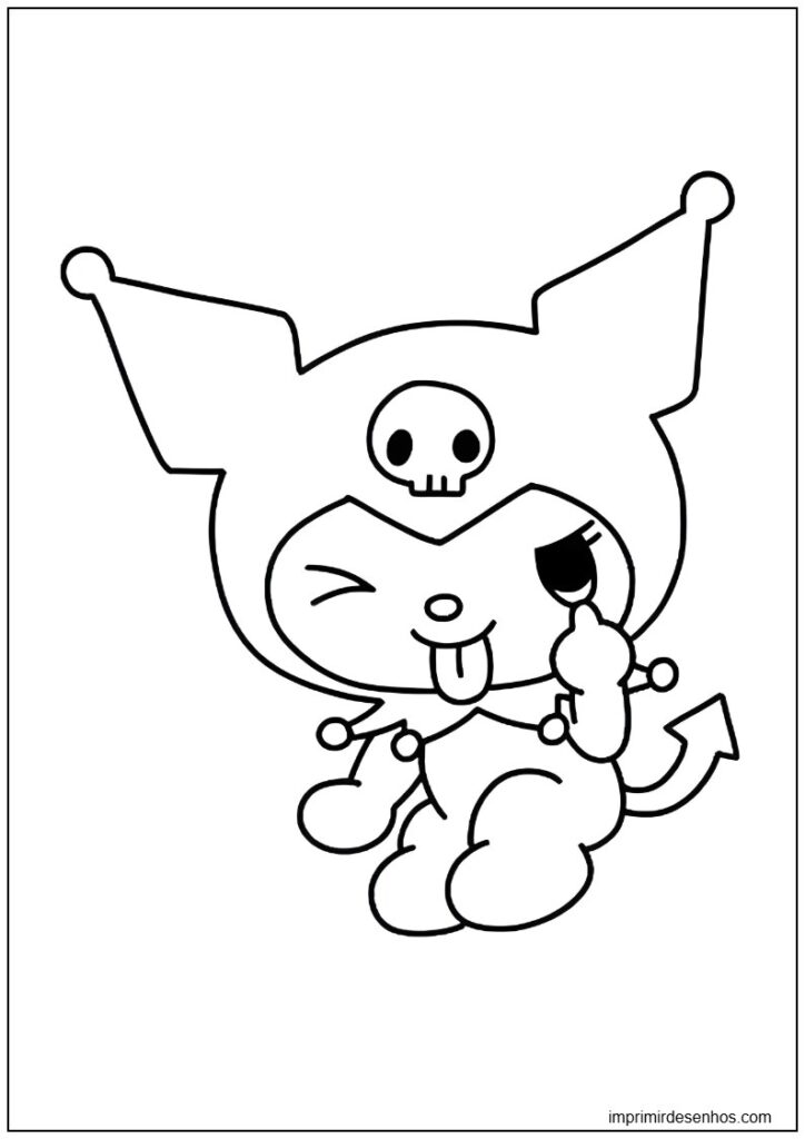 Desenho de Kuromi Fazendo Caretas Para Colorir para colorir