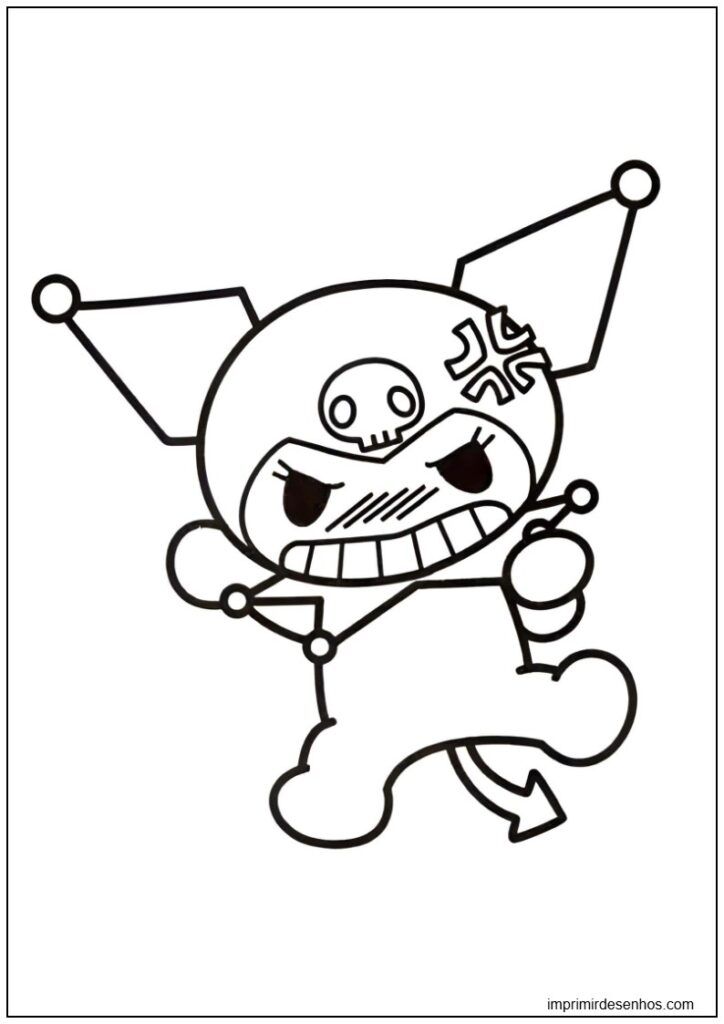 Desenho de Kuromi Irritada Para Colorir para colorir