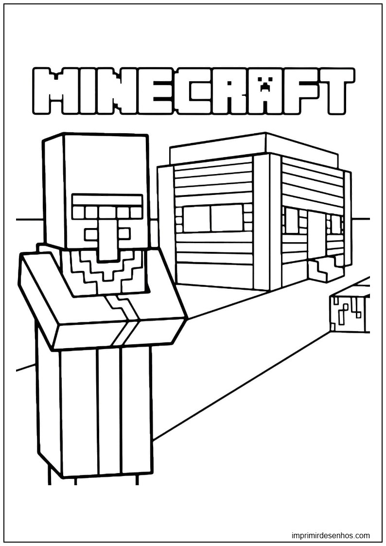 Minecraft Aldeão Para Colorir