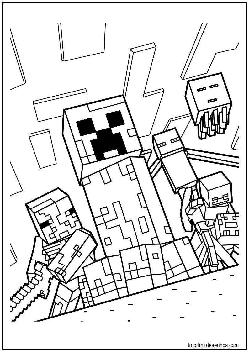 mobs Minecraft para colorir